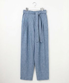【自由区/JIYU-KU】のコットンリネンシャンブレーテーパード パンツ 人気、トレンドファッション・服の通販 founy(ファニー) ファッション Fashion レディースファッション Fashion for Women パンツ Pants & Trousers 春 Spring ツイル Twist, Twisted Detail デニム Denim, Jeans Material リネン Linen, Linen Fabric リボン Ribbon, Bow S/S・春夏 SS, Spring/Summer, Warm Season 夏 Summer |ID:prp329100004853360