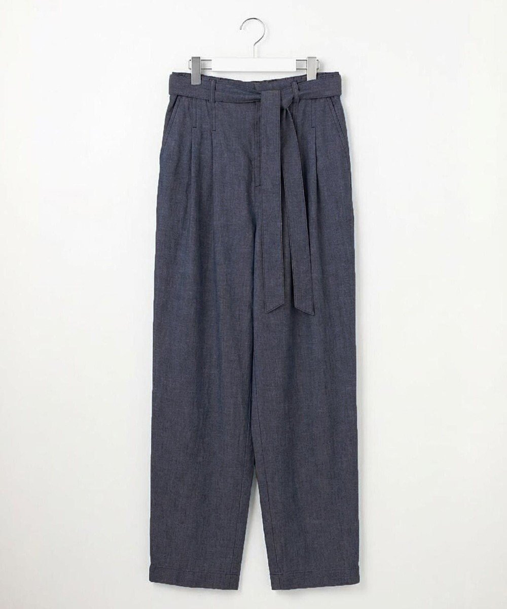 【自由区/JIYU-KU】のコットンリネンシャンブレーテーパード パンツ インテリア・キッズ・メンズ・レディースファッション・服の通販 founy(ファニー) 　ファッション　Fashion　レディースファッション　Fashion for Women　パンツ　Pants & Trousers　春　Spring　ツイル　Twist, Twisted Detail　デニム　Denim, Jeans Material　リネン　Linen, Linen Fabric　リボン　Ribbon, Bow　S/S・春夏　SS, Spring/Summer, Warm Season　夏　Summer　インディゴ系|ID: prp329100004853360 ipo3291000000035649671