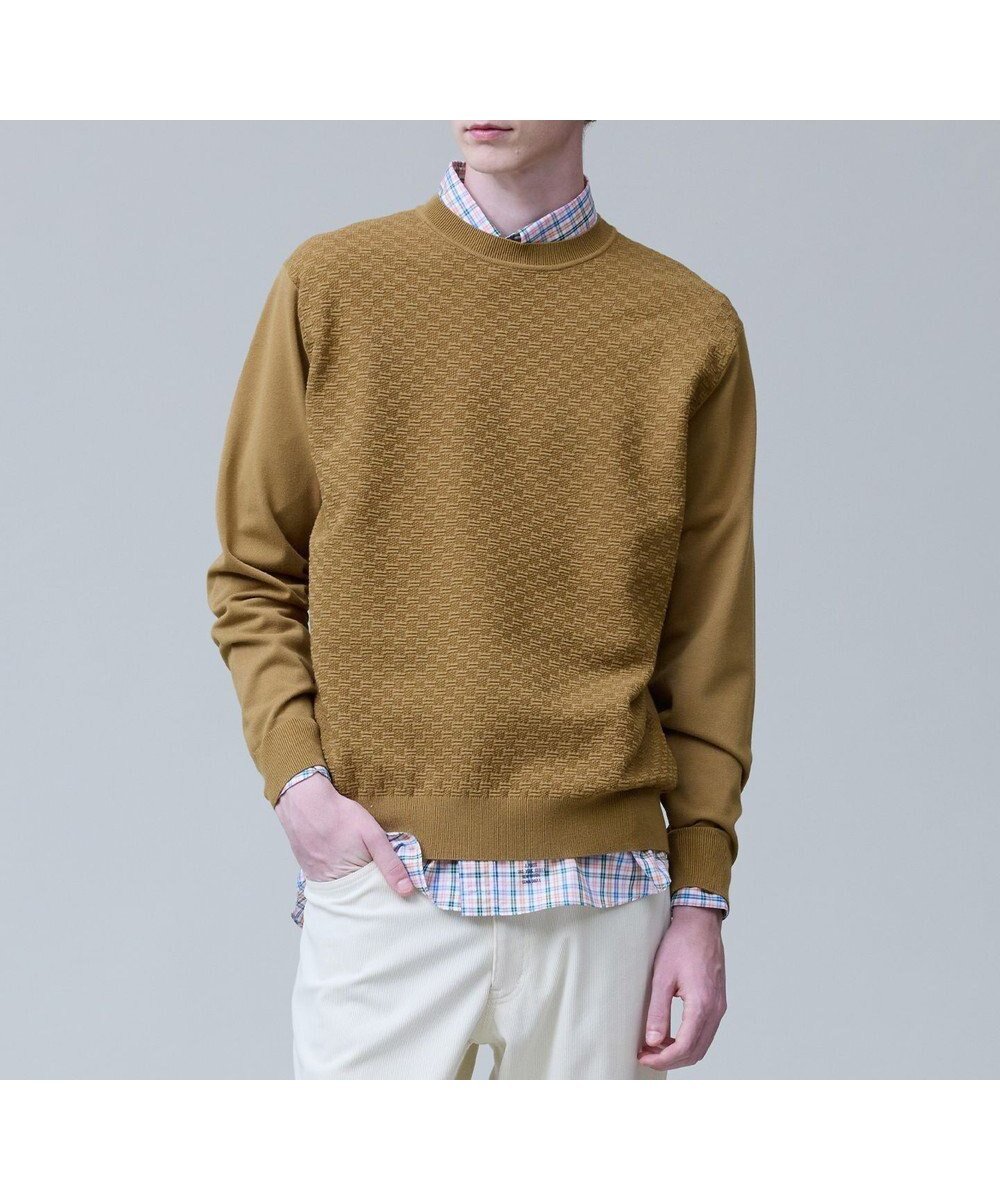 【ジェイ プレス/J.PRESS / MEN】の軽やかに着映える上質ベーシック【ストレッチ / イージーケア】【FLEX YARN】クルーネック ニット インテリア・キッズ・メンズ・レディースファッション・服の通販 founy(ファニー) 　ファッション　Fashion　メンズファッション　Fashion for Men　トップス・カットソー　Cut & Sew Tops　ニット・セーター / 定番トップス　Knit Tops & Sweaters　インナー　Innerwear　春　Spring　秋　Autumn　シンプル　Simple, Minimal　ストレッチ　Stretch, Stretchy Fabric　セーター　Sweater, Knitwear　定番　Standard, Basic Item　バランス　Balance, Style Balance　フィット　Fit, Slim Fit　ベーシック　Basic, Essential　レギュラー　Regular, Standard Fit　冬　Winter / This Winter　A/W・秋冬　Autumn/Winter　エレガント 上品　Elegant　ベージュ系|ID: prp329100004853647 ipo3291000000035660884