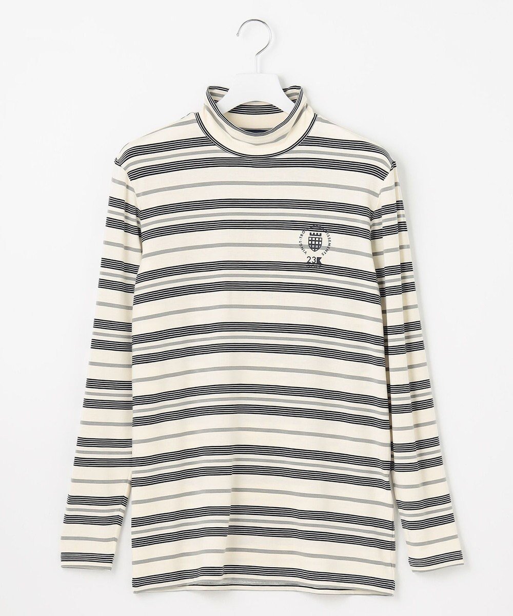 【23区 ゴルフ/23区GOLF / MEN】の【MEN】エニワイズ モックネックシャツ インテリア・キッズ・メンズ・レディースファッション・服の通販 founy(ファニー) 　ファッション　Fashion　メンズファッション　Fashion for Men　トップス・カットソー　Cut & Sew Tops　メンズシャツ　Shirts　ゴルフ　Golf　なめらか　Smooth, Silky Texture　インナー　Innerwear　カットソー　Cut and Sewn Top　ボーダー　Border, Stripe　冬　Winter / This Winter　定番　Standard, Basic Item　秋　Autumn　A/W・秋冬　Autumn/Winter　ホワイト系1|ID: prp329100004853654 ipo3291000000035661252