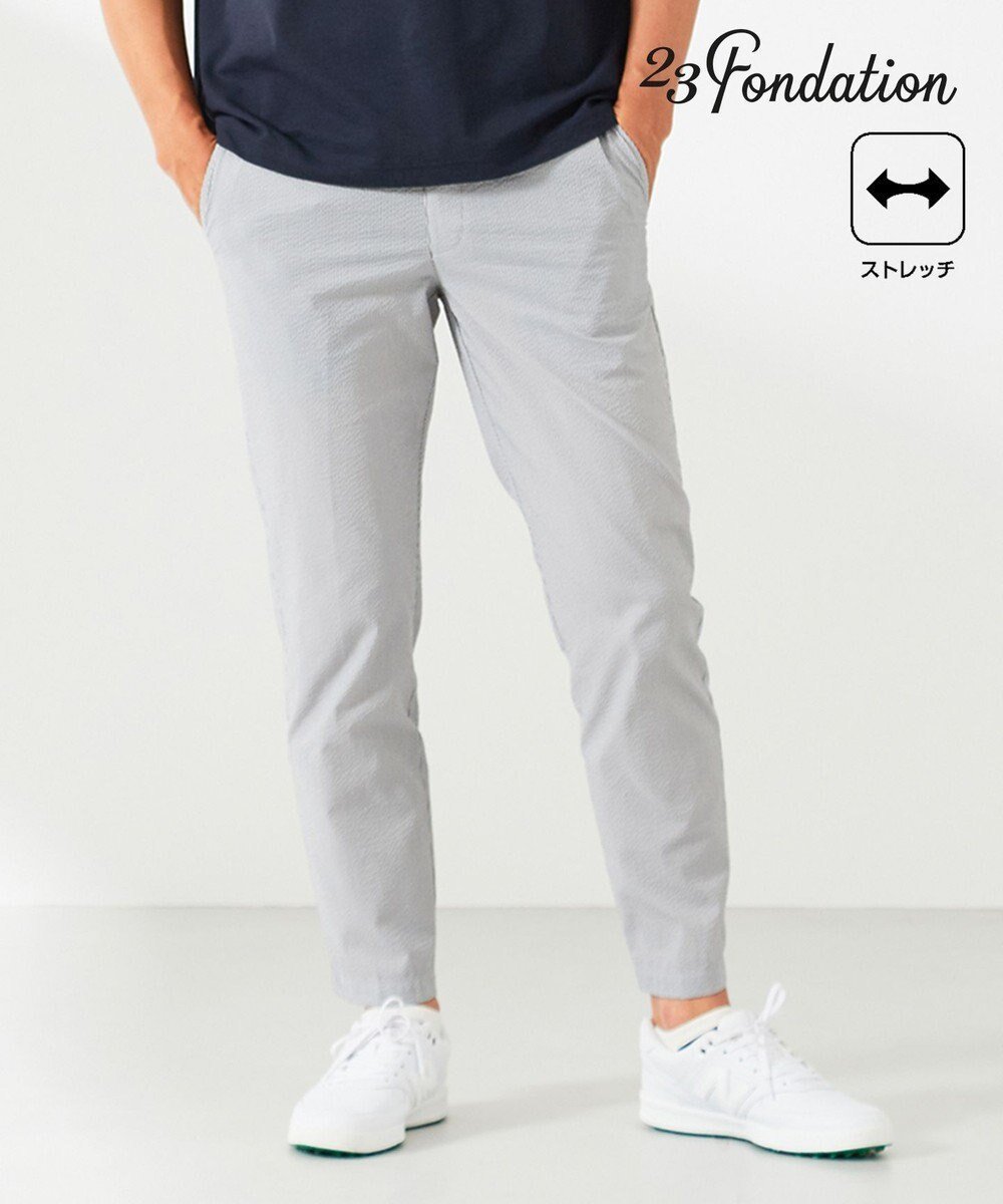 【23区 ゴルフ/23区GOLF / MEN】の【23Fondation/MEN】【ストレッチ】COOLMAX サッカーパンツ インテリア・キッズ・メンズ・レディースファッション・服の通販 founy(ファニー) 　ファッション　Fashion　メンズファッション　Fashion for Men　ボトムス　Bottoms　ゴルフ　Golf　サッカー　Seersucker, Summer Fabric　ストライプ　Stripe, Striped Pattern　ストレッチ　Stretch, Stretchy Fabric　スポーティ　Sporty, Casual Athletic　ボトム　Bottoms, Lower Wear　ポケット　Pocket, Pocket Detail　切替　Switching, Contrast Panel　夏　Summer　春　Spring　S/S・春夏　SS, Spring/Summer, Warm Season　ライトグレー系2|ID: prp329100004853669 ipo3291000000035661649