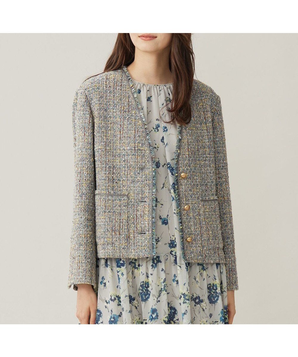 【自由区/JIYU-KU】のラメノットファンシーツイード ジャケット インテリア・キッズ・メンズ・レディースファッション・服の通販 founy(ファニー) ファッション Fashion レディースファッション Fashion for Women アウター Coat / Outerwear Collection レディースジャケット・軽アウター Jackets ノーカラージャケット / シンプル上品コーデ Collarless Jackets オレンジ Orange カーディガン Cardigan, Knitwear ジャケット Jacket, Outerwear ツイード Twill, Twill Weave デニム Denim, Jeans Material バランス Balance, Style Balance フラワー Flower, Floral フリンジ Fringe, Tassel ブレード Braid, Decorative Trim ミックス Mix, Mixed Style A/W・秋冬 Autumn/Winter おすすめ Recommended / Our Picks ブルーグレー系|ID: prp329100004853693 ipo3291000000035663209