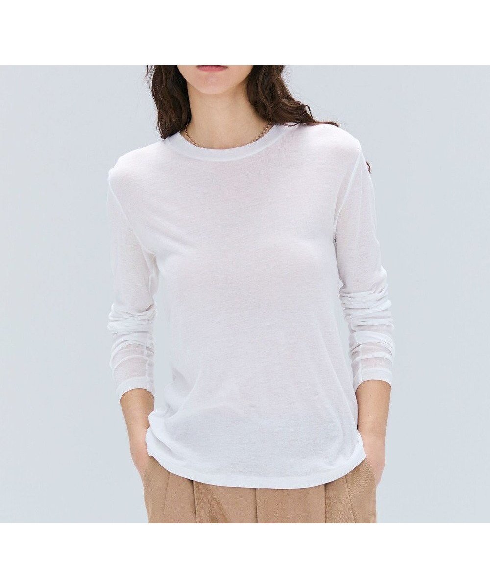 【ベイジ,/BEIGE,】の【洗える】SORE / シアーコットンクルーネックカットソー インテリア・キッズ・メンズ・レディースファッション・服の通販 founy(ファニー) 　ファッション　Fashion　レディースファッション　Fashion for Women　トップス・カットソー　Cut & Sew Tops　シャツ・ブラウス・オフィスカジュアル　Elegant Blouses & Button-Ups　ロングTシャツ・Tシャツ　Longline T-Shirts & Tees　カットソー・ベーシックTシャツ　Cut-and-Sewn Tops / Stretch Tees & Basics　インナー　Innerwear　カットソー　Cut and Sewn Top　シアー　Sheer, See-Through　ジャケット　Jacket, Outerwear　フィット　Fit, Slim Fit　人気　Popular, Best Seller　ビジネス 仕事 通勤　Business / Work / Commuting　夏　Summer　定番　Standard, Basic Item　S/S・春夏　SS, Spring/Summer, Warm Season　洗える　Machine Washable　A/W・秋冬　Autumn/Winter　White|ID: prp329100004853778 ipo3291000000035667039