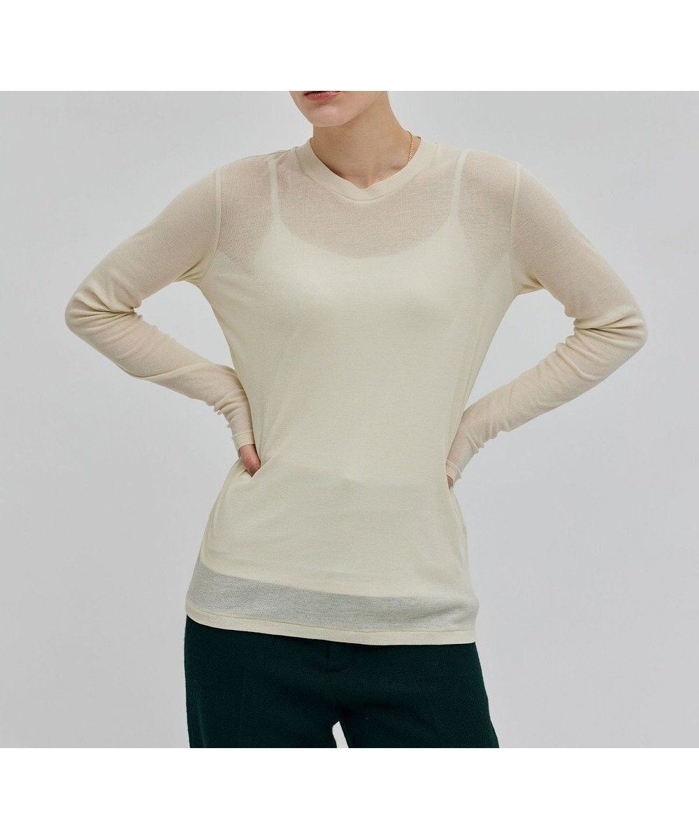 【ベイジ,/BEIGE,】の【洗える】SORE / シアーコットンクルーネックカットソー インテリア・キッズ・メンズ・レディースファッション・服の通販 founy(ファニー) 　ファッション　Fashion　レディースファッション　Fashion for Women　トップス・カットソー　Cut & Sew Tops　シャツ・ブラウス・オフィスカジュアル　Elegant Blouses & Button-Ups　ロングTシャツ・Tシャツ　Longline T-Shirts & Tees　カットソー・ベーシックTシャツ　Cut-and-Sewn Tops / Stretch Tees & Basics　インナー　Innerwear　カットソー　Cut and Sewn Top　シアー　Sheer, See-Through　ジャケット　Jacket, Outerwear　フィット　Fit, Slim Fit　人気　Popular, Best Seller　ビジネス 仕事 通勤　Business / Work / Commuting　夏　Summer　定番　Standard, Basic Item　S/S・春夏　SS, Spring/Summer, Warm Season　洗える　Machine Washable　A/W・秋冬　Autumn/Winter　Cream|ID: prp329100004853778 ipo3291000000035667041