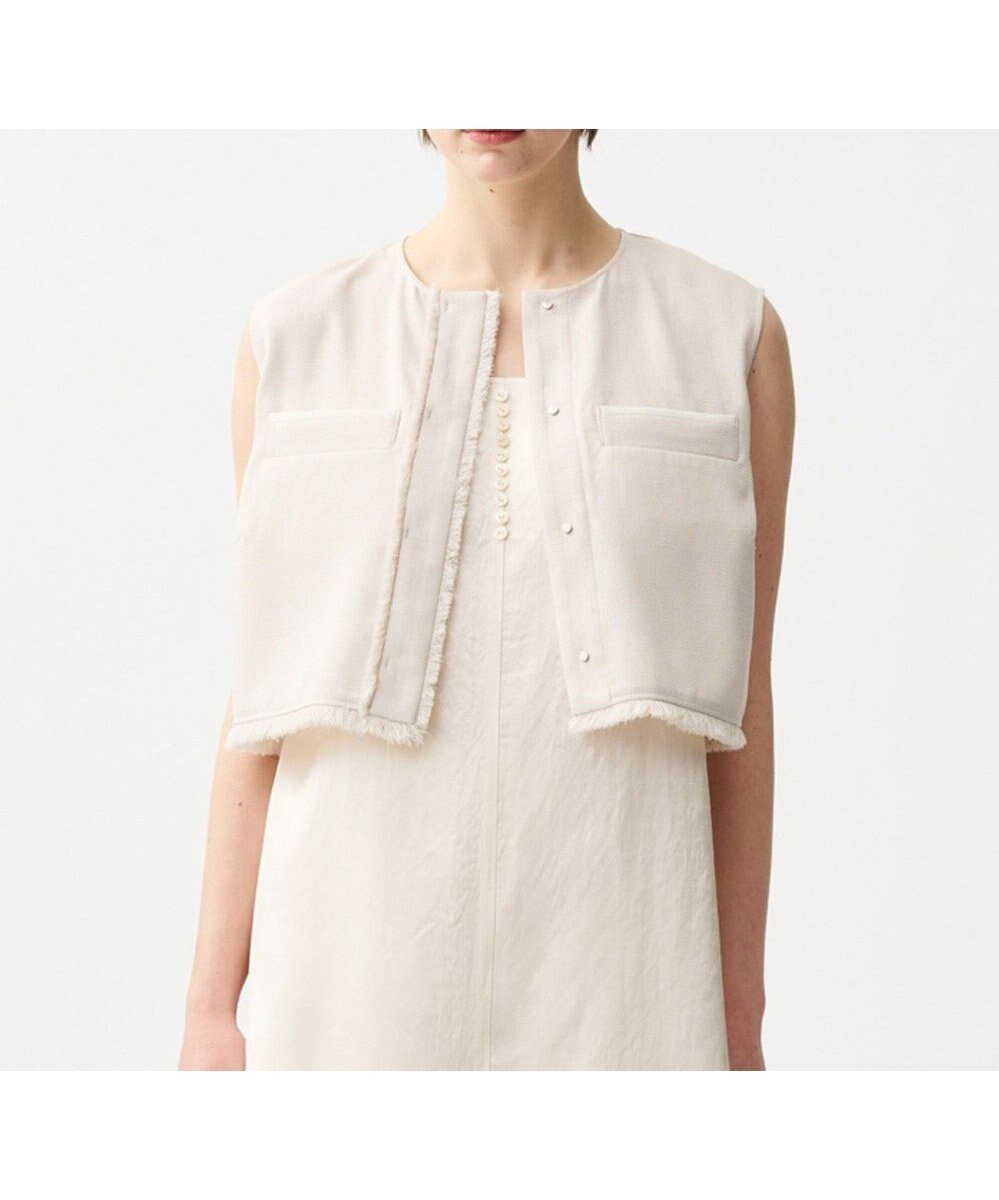 【アンクレイヴ/uncrave】のリネンライクツイル ジレブラウス インテリア・キッズ・メンズ・レディースファッション・服の通販 founy(ファニー) 　ファッション　Fashion　レディースファッション　Fashion for Women　アウター　Coat / Outerwear Collection　トップス・カットソー　Cut & Sew Tops　シャツ・ブラウス・オフィスカジュアル　Elegant Blouses & Button-Ups　ベスト&ジレ / 重ね着スタイル　Vests & Gilets　春　Spring　コンパクト　Compact, Small Size　シャンブレー　Chambray, Denim-Like Fabric　セットアップ　Set-Up, Coordinated Outfit　ツイード　Twill, Twill Weave　バランス　Balance, Style Balance　ポケット　Pocket, Pocket Detail　ランダム　Random, Irregular　リアル　Real, Realistic　S/S・春夏　SS, Spring/Summer, Warm Season　おすすめ　Recommended / Our Picks　夏　Summer　エクリュ|ID: prp329100004853781 ipo3291000000035667104