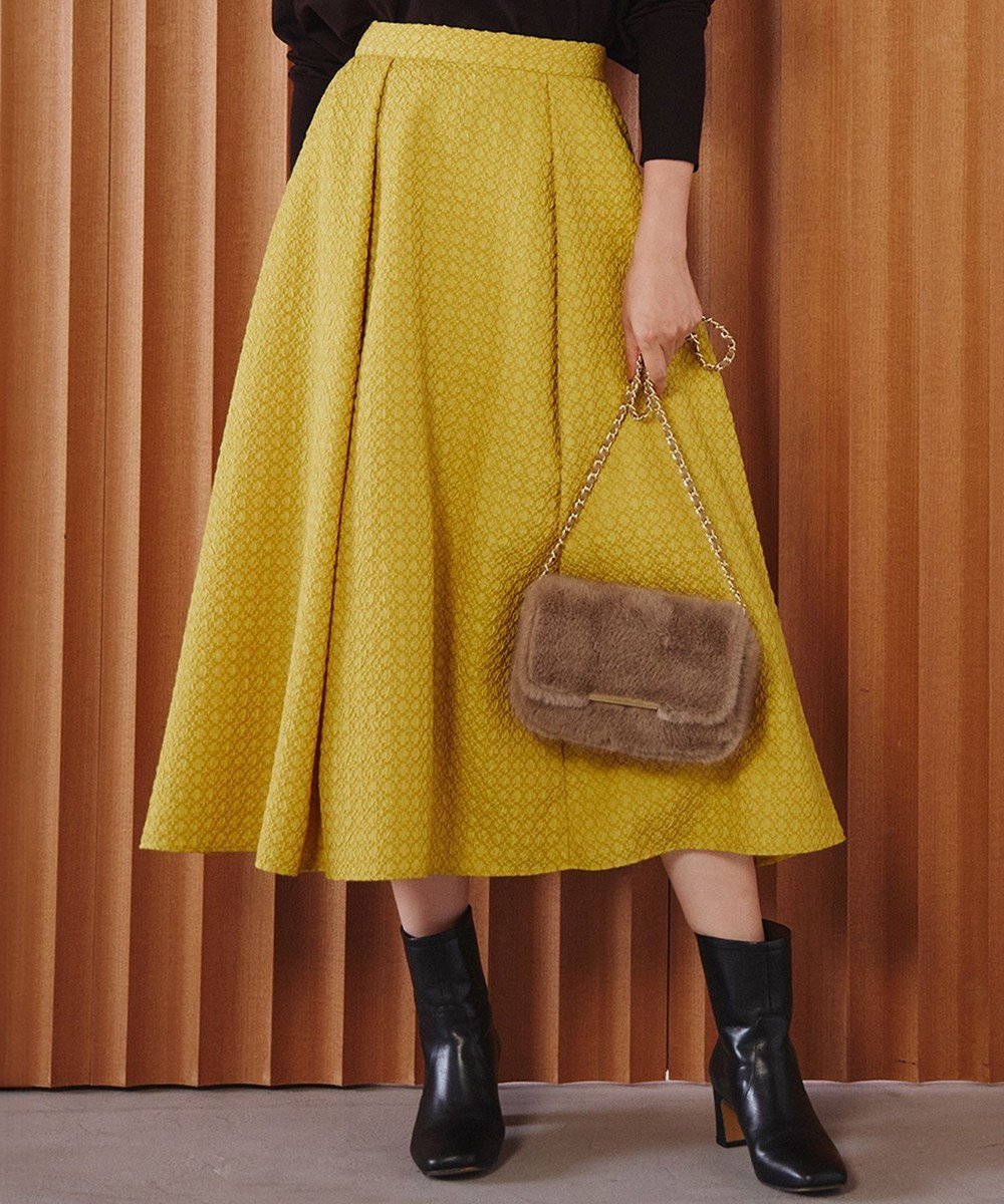【23区/NIJYUSANKU】の【洗える】プレザンスジャカード タックスカート 人気、トレンドファッション・服の通販 founy(ファニー) 　ファッション　Fashion　レディースファッション　Fashion for Women　スカート　Skirts　2024年　2024　2024-2025秋冬・A/W　Autumn/Winter 2024–25 AW24–25　冬　Winter / This Winter　イエロー　Yellow　ジャカード／ジャガード　Jacquard, Woven Pattern　フレア　Flare, Flared　ペプラム　Peplum, Flared Hem　ランダム　Random, Irregular　エレガント 上品　Elegant　夏　Summer　S/S・春夏　SS, Spring/Summer, Warm Season　洗える　Machine Washable　A/W・秋冬　Autumn/Winter　 other-1|ID: prp329100004853871 ipo3291000000035669606