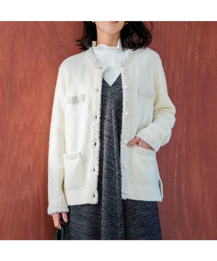 【組曲/KUMIKYOKU】のツイードニット ジャケット インテリア・キッズ・メンズ・レディースファッション・服の通販 founy(ファニー) https://founy.com/ ファッション Fashion レディースファッション Fashion for Women アウター Coat / Outerwear Collection レディースジャケット・軽アウター Jackets カーディガン Cardigan, Knitwear クラシカル Classical, Vintage-Inspired ジャケット Jacket, Outerwear スリット Slit, Slit Detail ツイード Twill, Twill Weave バランス Balance, Style Balance パール Pearl, Pearl Accent エレガント 上品 Elegant |ID: prp329100004853905 ipo3291000000035670763