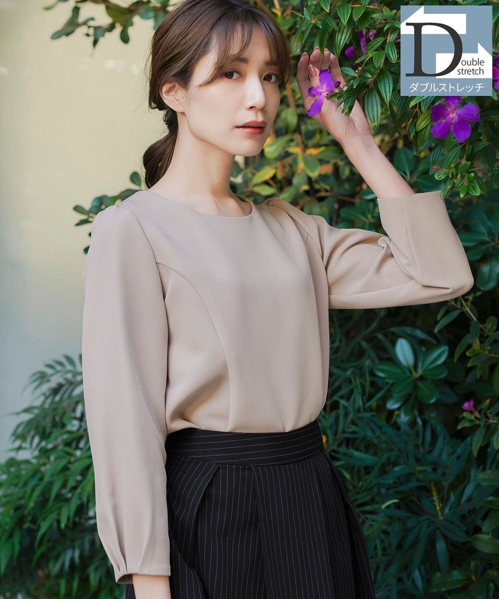 【ティアクラッセ/Tiaclasse】の【ダブルストレッチ・洗える】タックパフ袖ブラウス 人気、トレンドファッション・服の通販 founy(ファニー) 　ファッション　Fashion　レディースファッション　Fashion for Women　トップス・カットソー　Cut & Sew Tops　シャツ・ブラウス・オフィスカジュアル　Elegant Blouses & Button-Ups　春　Spring　洗える　Machine Washable　秋　Autumn　ギャザー　Gathered, Ruffled　シンプル　Simple, Minimal　ジャケット　Jacket, Outerwear　ストレッチ　Stretch, Stretchy Fabric　セットアップ　Set-Up, Coordinated Outfit　ダブル　Double, Double-Breasted　チュニック　Tunic, Long Top　フェミニン　Feminine, Girly　フォーマル　Formal, Dressy　フレア　Flare, Flared　ポケット　Pocket, Pocket Detail　ラウンド　Round, Round Neck　冬　Winter / This Winter　S/S・春夏　SS, Spring/Summer, Warm Season　再入荷　Restock / Back in Stock　おすすめ　Recommended / Our Picks　夏　Summer　入学式　Entrance Ceremony　卒業式　Graduation Ceremony　新作・新入荷　New Arrivals / New In　ビジネス 仕事 通勤　Business / Work / Commuting　 other-1|ID: prp329100004854053 ipo3291000000035674715