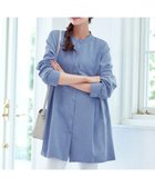 【ティアクラッセ/Tiaclasse】の【洗える】ピーチスキンシャツチュニックブラウス サックス|ID: prp329100004854060 ipo3291000000035675280