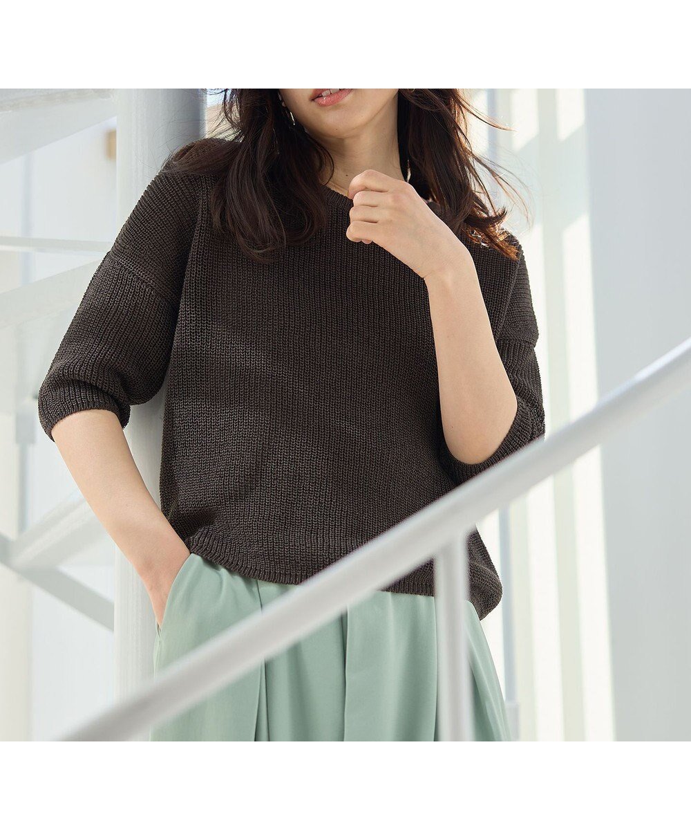 【エニー/ANY】のギマハーフスリーブニット 人気、トレンドファッション・服の通販 founy(ファニー) 　ファッション　Fashion　レディースファッション　Fashion for Women　トップス・カットソー　Cut & Sew Tops　ニット　Knit Tops & Sweaters　セーター　Sweater, Knitwear　ベーシック　Basic, Essential　夏　Summer　春　Spring　S/S・春夏　SS, Spring/Summer, Warm Season　畦　Ribbed Knit　 other-1|ID: prp329100004854077 ipo3291000000035676087