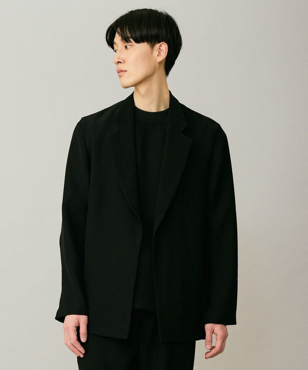 【アンフィーロ/UNFILO / MEN】のダブルクロス イージージャケット インテリア・キッズ・メンズ・レディースファッション・服の通販 founy(ファニー) 　ファッション　Fashion　メンズファッション　Fashion for Men　アウター　Men's Coats Outerwear　ウォッシャブル　Machine Washable　エレガント 上品　Elegant　カーディガン　Cardigan, Knitwear　吸水　Absorbent, Quick-Dry　ジャケット　Jacket, Outerwear　スラックス　Slacks, Dress Pants　セットアップ　Set-Up, Coordinated Outfit　ダブル　Double, Double-Breasted　トレンド　Trend, Trending Now　ドレープ　Drape, Draping Fabric　パターン　Pattern, Design Print　フロント　Front, Front Design　楽ちん　Easy Fit, Comfortable　ワイド　Wide, Wide Fit　A/W・秋冬　Autumn/Winter　S/S・春夏　SS, Spring/Summer, Warm Season　おすすめ　Recommended / Our Picks　夏　Summer　ブラック|ID: prp329100004854363 ipo3291000000035707076