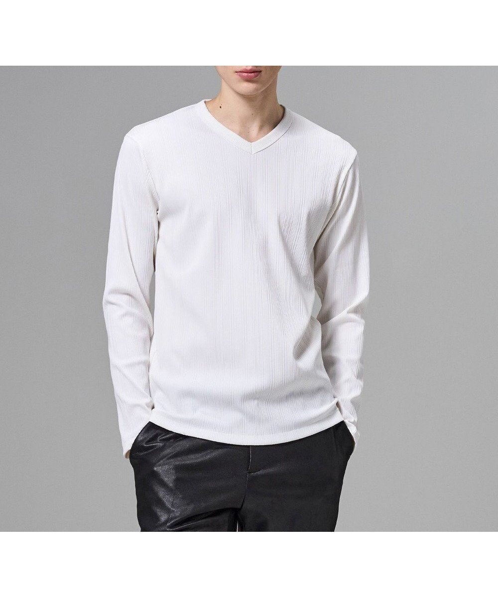 【ジョゼフ オム/JOSEPH HOMME / MEN】のテックリブジャージー Vネックカットソー インテリア・キッズ・メンズ・レディースファッション・服の通販 founy(ファニー) 　ファッション　Fashion　メンズファッション　Fashion for Men　トップス・カットソー　Cut & Sew Tops　メンズシャツ　Shirts　カットソー　Cut and Sewn Top　ジャケット　Jacket, Outerwear　ベーシック　Basic, Essential　エレガント 上品　Elegant　夏　Summer　S/S・春夏　SS, Spring/Summer, Warm Season　無地　Plain, Solid Color　A/W・秋冬　Autumn/Winter　長袖　Long Sleeve, Full Sleeve　ホワイト系|ID: prp329100004854382 ipo3291000000035707651