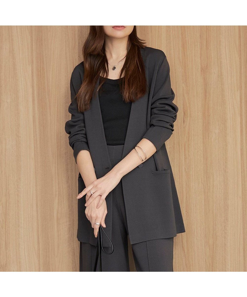 【アイシービー/iCB】の【洗える】ハイゲージスムース ニットジャケット インテリア・キッズ・メンズ・レディースファッション・服の通販 founy(ファニー) 　ファッション　Fashion　レディースファッション　Fashion for Women　アウター　Coat / Outerwear Collection　レディースジャケット・軽アウター　Jackets　ノーカラージャケット / シンプル上品コーデ　Collarless Jackets　春　Spring　洗える　Machine Washable　コンパクト　Compact, Small Size　ショルダー　Shoulder, Shoulder Strap　ジャケット　Jacket, Outerwear　ストレッチ　Stretch, Stretchy Fabric　セットアップ　Set-Up, Coordinated Outfit　ダブル　Double, Double-Breasted　ドロップ　Drop Shoulder, Dropped Style　ワイド　Wide, Wide Fit　S/S・春夏　SS, Spring/Summer, Warm Season　おすすめ　Recommended / Our Picks　夏　Summer　2024年　2024　2024春夏・S/S　Spring/Summer 2024 SS24　チャコール系|ID: prp329100004854408 ipo3291000000035708411