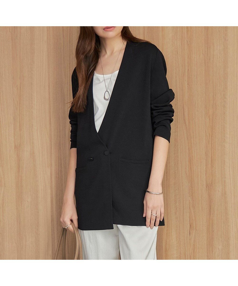 【アイシービー/iCB】の【洗える】ハイゲージスムース ニットジャケット インテリア・キッズ・メンズ・レディースファッション・服の通販 founy(ファニー) 　ファッション　Fashion　レディースファッション　Fashion for Women　アウター　Coat / Outerwear Collection　レディースジャケット・軽アウター　Jackets　ノーカラージャケット / シンプル上品コーデ　Collarless Jackets　春　Spring　洗える　Machine Washable　コンパクト　Compact, Small Size　ショルダー　Shoulder, Shoulder Strap　ジャケット　Jacket, Outerwear　ストレッチ　Stretch, Stretchy Fabric　セットアップ　Set-Up, Coordinated Outfit　ダブル　Double, Double-Breasted　ドロップ　Drop Shoulder, Dropped Style　ワイド　Wide, Wide Fit　S/S・春夏　SS, Spring/Summer, Warm Season　おすすめ　Recommended / Our Picks　夏　Summer　2024年　2024　2024春夏・S/S　Spring/Summer 2024 SS24　ブラック系|ID: prp329100004854408 ipo3291000000035708413