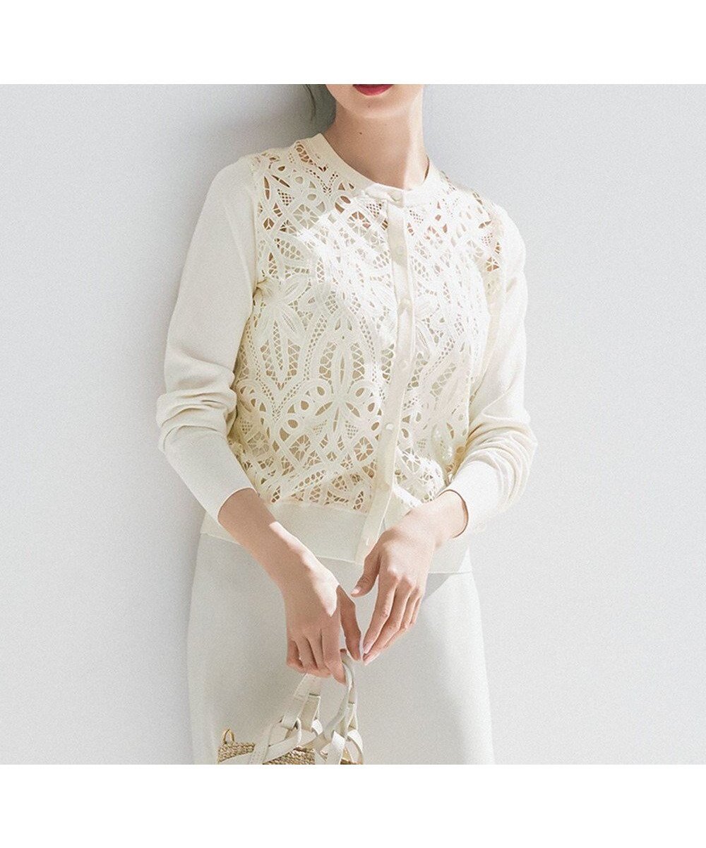 【23区/NIJYUSANKU】の【洗える】エンブロイダリーレース カーディガン インテリア・キッズ・メンズ・レディースファッション・服の通販 founy(ファニー) 　ファッション　Fashion　レディースファッション　Fashion for Women　トップス・カットソー　Cut & Sew Tops　カーディガン・羽織り　Layered Style Cardigans　インナー　Innerwear　春　Spring　洗える　Machine Washable　カットソー　Cut and Sewn Top　カーディガン　Cardigan, Knitwear　ケミカル　Chemical, Chemical Wash　ストレッチ　Stretch, Stretchy Fabric　タンク　Tank Top, Sleeveless Top　ベスト　Vest, Waistcoat　レース　Lace, Lace Fabric　S/S・春夏　SS, Spring/Summer, Warm Season　おすすめ　Recommended / Our Picks　夏　Summer　ビジネス 仕事 通勤　Business / Work / Commuting　2025年　2025　2025春夏・S/S　Spring/Summer 2025 SS25　アイボリー系|ID: prp329100004854426 ipo3291000000035709180