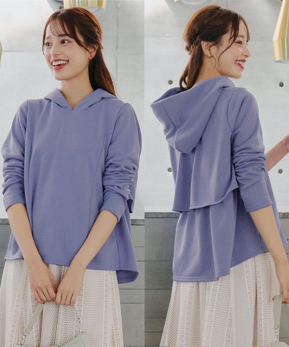 【ティアクラッセ/Tiaclasse】の【洗える】裏毛バックフレアパーカー インテリア・キッズ・メンズ・レディースファッション・服の通販 founy(ファニー) 　ファッション　Fashion　レディースファッション　Fashion for Women　トップス・カットソー　Cut & Sew Tops　レディースパーカー・カジュアルフーディー　Casual Hoodies & Sweatshirts　コンパクト　Compact, Small Size　シンプル　Simple, Minimal　パーカー　Hoodie, Parka　フレア　Flare, Flared　洗える　Machine Washable　A/W・秋冬　Autumn/Winter　ラベンダー|ID: prp329100004854441 ipo3291000000035710557