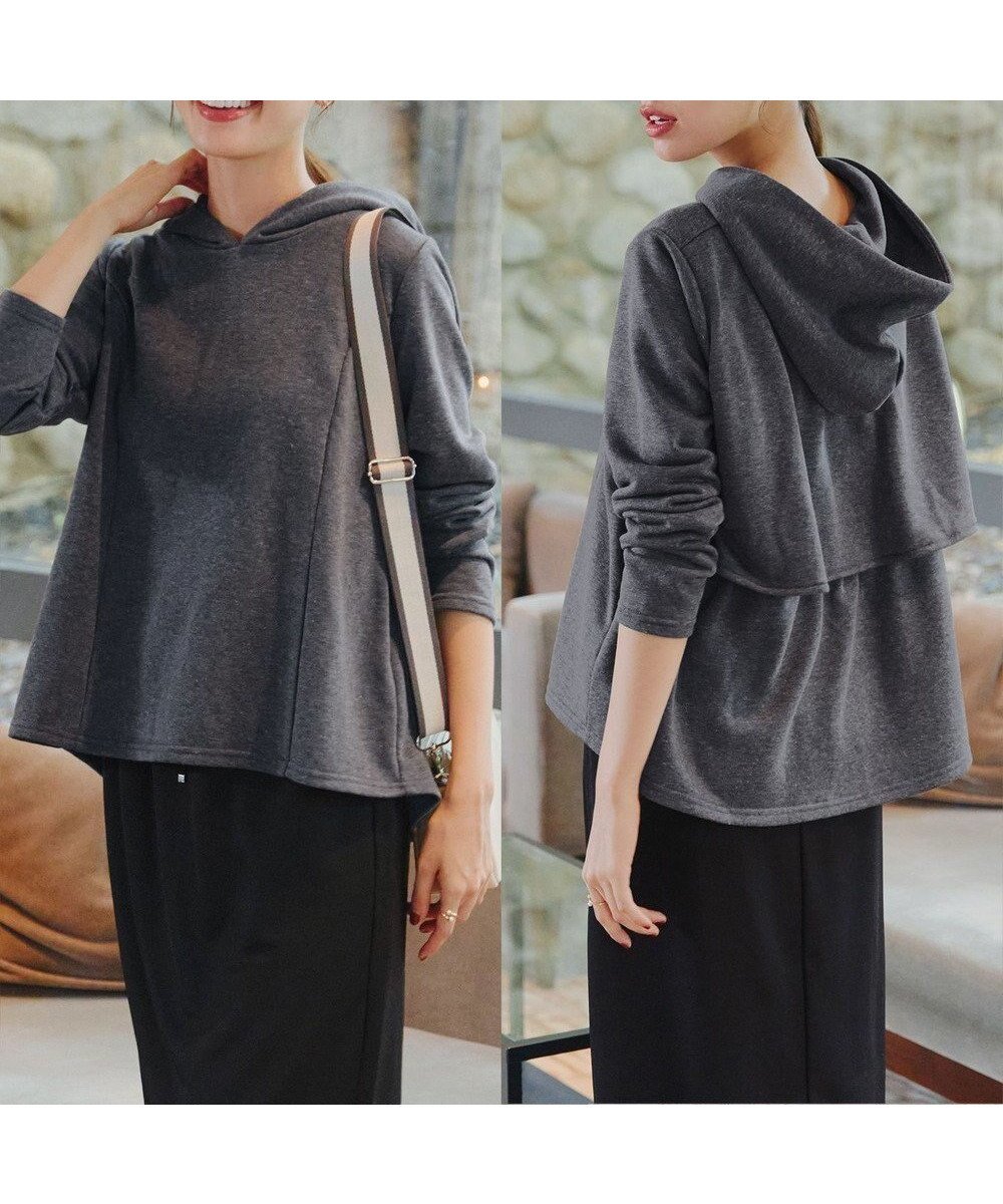【ティアクラッセ/Tiaclasse】の【洗える】裏毛バックフレアパーカー インテリア・キッズ・メンズ・レディースファッション・服の通販 founy(ファニー) 　ファッション　Fashion　レディースファッション　Fashion for Women　トップス・カットソー　Cut & Sew Tops　レディースパーカー・カジュアルフーディー　Casual Hoodies & Sweatshirts　コンパクト　Compact, Small Size　シンプル　Simple, Minimal　パーカー　Hoodie, Parka　フレア　Flare, Flared　洗える　Machine Washable　A/W・秋冬　Autumn/Winter　チャコールグレー|ID: prp329100004854441 ipo3291000000035710559