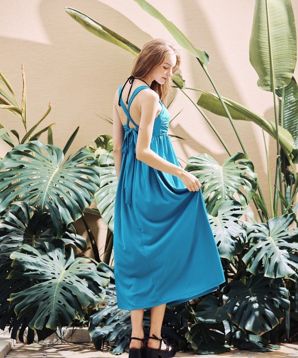 【三愛水着楽園/San-ai Resort】のマキシワンピース M 【San-ai Resort(サンアイリゾート)】 インテリア・キッズ・メンズ・レディースファッション・服の通販 founy(ファニー) 　ファッション　Fashion　レディースファッション　Fashion for Women　ワンピース　Dresses　マキシ丈ワンピース・ロングドレス　Maxi Dresses / Long One-Pieces　おすすめ　Recommended / Our Picks　ギャザー　Gathered, Ruffled　ストレッチ　Stretch, Stretchy Fabric　ビーチ　Beach, Seaside　ポケット　Pocket, Pocket Detail　マキシ　Maxi, Full Length　リラックス　Relax, Relaxed Fit　夏　Summer　S/S・春夏　SS, Spring/Summer, Warm Season　A/W・秋冬　Autumn/Winter　ブルー|ID: prp329100004854446 ipo3291000000035710786