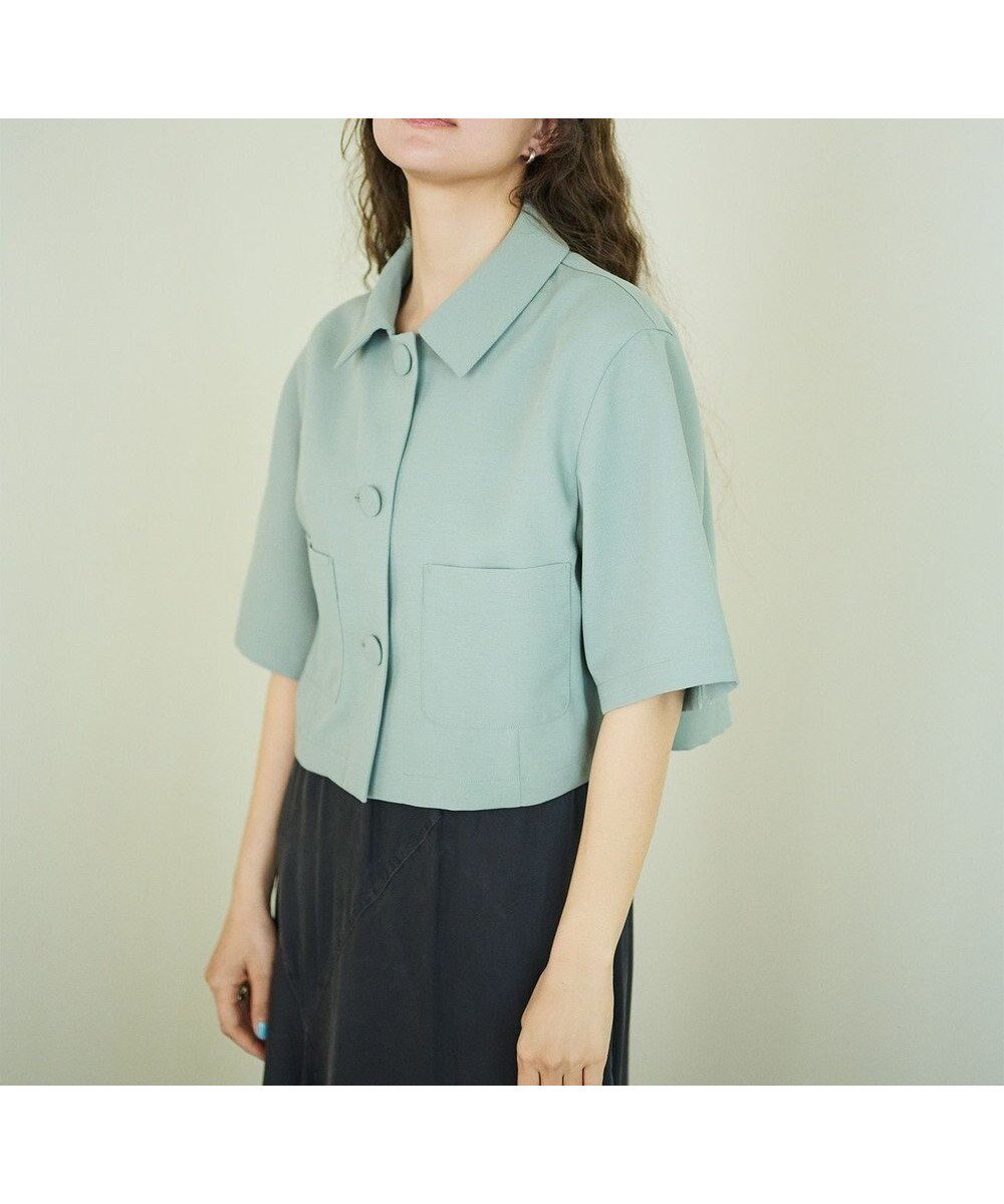 【ハッシュニュアンス/#Newans】の【シワになりにくい】クロップドシャツジャケット インテリア・キッズ・メンズ・レディースファッション・服の通販 founy(ファニー) 　ファッション　Fashion　レディースファッション　Fashion for Women　アウター　Coat / Outerwear Collection　レディースジャケット・軽アウター　Jackets　おすすめ　Recommended / Our Picks　コンパクト　Compact, Small Size　ジャケット　Jacket, Outerwear　セットアップ　Set-Up, Coordinated Outfit　ボトム　Bottoms, Lower Wear　ポケット　Pocket, Pocket Detail　夏　Summer　春　Spring　S/S・春夏　SS, Spring/Summer, Warm Season　洗える　Machine Washable　スモークグリーン|ID: prp329100004854470 ipo3291000000035711753