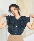 【ハッシュニュアンス/#Newans】のラッフルフリルブラウス 人気、トレンドファッション・服の通販 founy(ファニー) ファッション Fashion レディースファッション Fashion for Women トップス・カットソー Cut & Sew Tops シャツ・ブラウス・オフィスカジュアル Elegant Blouses & Button-Ups ノースリーブ Sleeveless, No-Sleeve フリル Frill, Ruffle エレガント 上品 Elegant 吸水 Absorbent, Quick-Dry 夏 Summer 春 Spring S/S・春夏 SS, Spring/Summer, Warm Season thumbnail ネイビー|ID: prp329100004854478 ipo3291000000035712066
