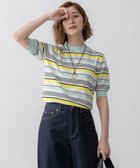 【23区/NIJYUSANKU】の【VERY3月号掲載/洗える】プレミアムビオコットン 半袖 マルチボーダー ニット ミントベース|ID: prp329100004854483 ipo3291000000035712204