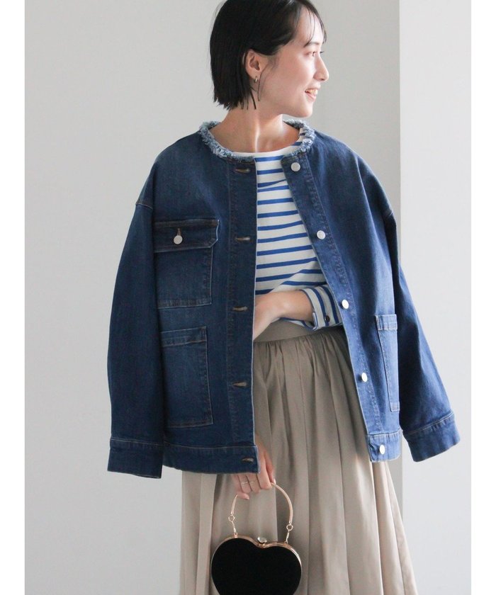 【テチチ/Te chichi】のノーカラーデニムジャケット インテリア・キッズ・メンズ・レディースファッション・服の通販 founy(ファニー) https://founy.com/ ファッション Fashion レディースファッション Fashion for Women アウター Coat / Outerwear Collection レディースジャケット・軽アウター Jackets デニムジャケット / カジュアルアウター Denim Jackets インナー Innerwear カットソー Cut and Sewn Top ジャケット Jacket, Outerwear デニム Denim, Jeans Material 夏 Summer S/S・春夏 SS, Spring/Summer, Warm Season A/W・秋冬 Autumn/Winter |ID: prp329100004854588 ipo3291000000035715274
