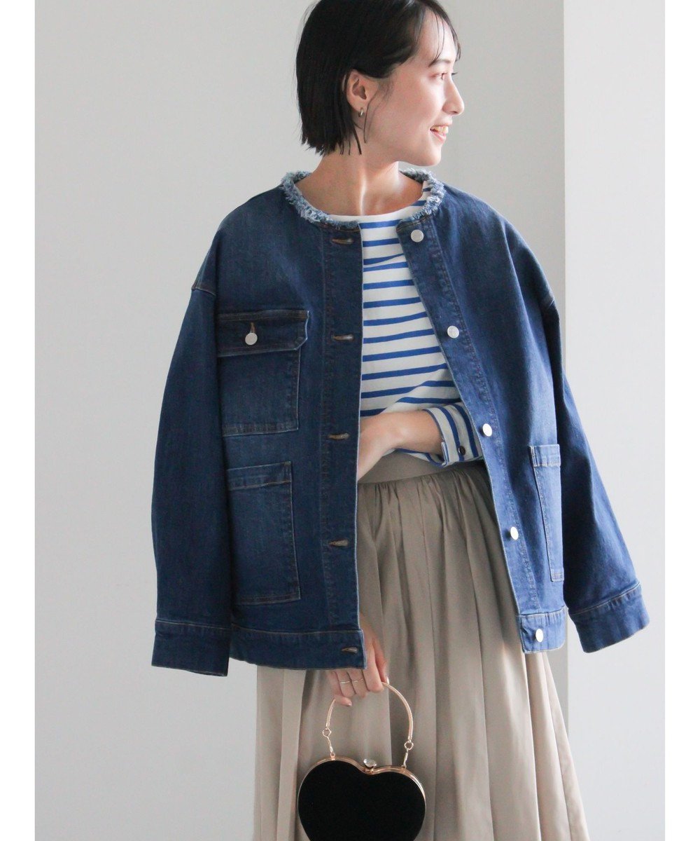 【テチチ/Te chichi】のノーカラーデニムジャケット インテリア・キッズ・メンズ・レディースファッション・服の通販 founy(ファニー) ファッション Fashion レディースファッション Fashion for Women アウター Coat / Outerwear Collection レディースジャケット・軽アウター Jackets デニムジャケット / カジュアルアウター Denim Jackets インナー Innerwear カットソー Cut and Sewn Top ジャケット Jacket, Outerwear デニム Denim, Jeans Material 夏 Summer S/S・春夏 SS, Spring/Summer, Warm Season A/W・秋冬 Autumn/Winter ブルー|ID: prp329100004854588 ipo3291000000035715275