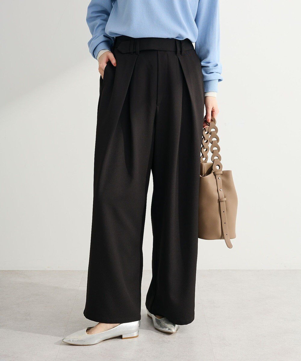 【グリーンパークス/Green Parks】のデザインタックワイドパンツ インテリア・キッズ・メンズ・レディースファッション・服の通販 founy(ファニー) 　ファッション　Fashion　レディースファッション　Fashion for Women　パンツ　Pants & Trousers　春　Spring　カットソー　Cut and Sewn Top　シンプル　Simple, Minimal　ポケット　Pocket, Pocket Detail　ワイド　Wide, Wide Fit　S/S・春夏　SS, Spring/Summer, Warm Season　夏　Summer　エレガント 上品　Elegant　Black|ID: prp329100004854608 ipo3291000000035715342