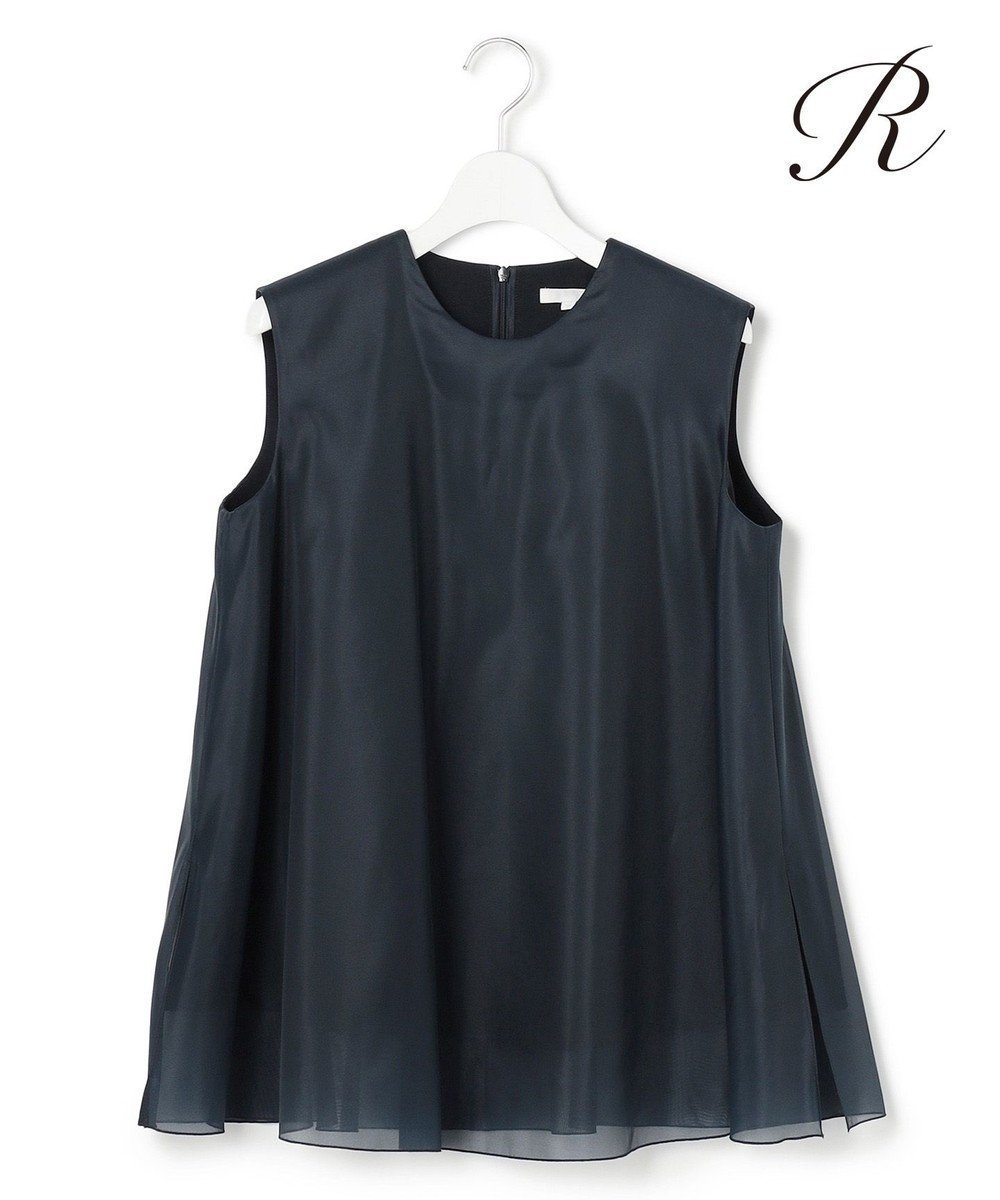 【23区/NIJYUSANKU】の【R(アール)】ライトダブルクロス オーガンジー コンビブラウス インテリア・キッズ・メンズ・レディースファッション・服の通販 founy(ファニー) 　ファッション　Fashion　レディースファッション　Fashion for Women　トップス・カットソー　Cut & Sew Tops　シャツ・ブラウス・オフィスカジュアル　Elegant Blouses & Button-Ups　インナー　Innerwear　オーガンジー　Organza Fabric　コンビ　Combo, Combination Style　シアー　Sheer, See-Through　ストレッチ　Stretch, Stretchy Fabric　セットアップ　Set-Up, Coordinated Outfit　ダブル　Double, Double-Breasted　ノースリーブ　Sleeveless, No-Sleeve　人気　Popular, Best Seller　A/W・秋冬　Autumn/Winter　冬　Winter / This Winter　おすすめ　Recommended / Our Picks　ビジネス 仕事 通勤　Business / Work / Commuting　2025年　2025　2025-2026秋冬・A/W　Autumn/Winter 2025–26 AW25–26　ネイビー系|ID: prp329100004854720 ipo3291000000035726271