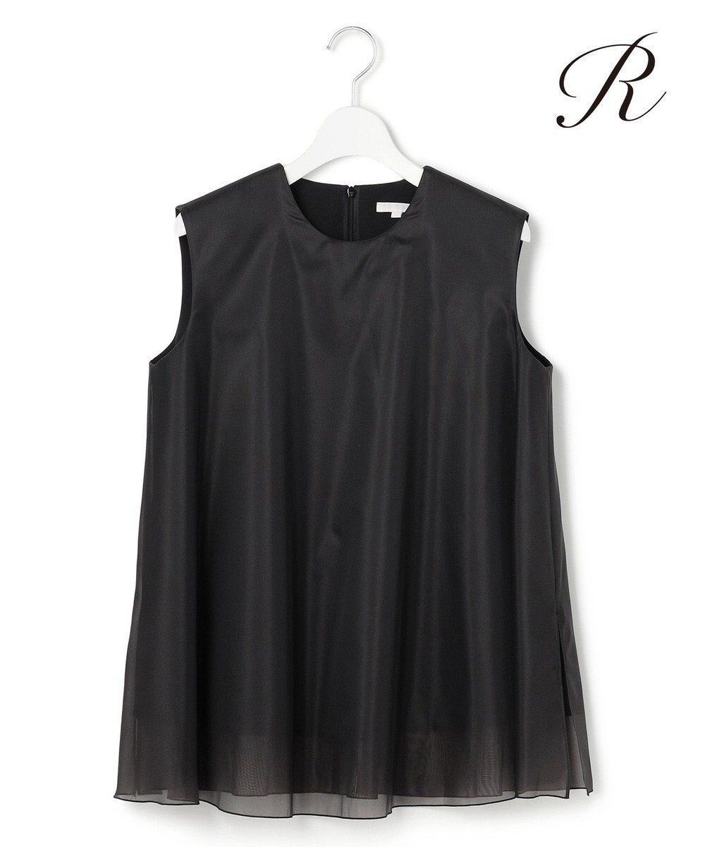【23区/NIJYUSANKU】の【R(アール)】ライトダブルクロス オーガンジー コンビブラウス インテリア・キッズ・メンズ・レディースファッション・服の通販 founy(ファニー) 　ファッション　Fashion　レディースファッション　Fashion for Women　トップス・カットソー　Cut & Sew Tops　シャツ・ブラウス・オフィスカジュアル　Elegant Blouses & Button-Ups　インナー　Innerwear　オーガンジー　Organza Fabric　コンビ　Combo, Combination Style　シアー　Sheer, See-Through　ストレッチ　Stretch, Stretchy Fabric　セットアップ　Set-Up, Coordinated Outfit　ダブル　Double, Double-Breasted　ノースリーブ　Sleeveless, No-Sleeve　人気　Popular, Best Seller　A/W・秋冬　Autumn/Winter　冬　Winter / This Winter　おすすめ　Recommended / Our Picks　ビジネス 仕事 通勤　Business / Work / Commuting　2025年　2025　2025-2026秋冬・A/W　Autumn/Winter 2025–26 AW25–26　ブラック系|ID: prp329100004854720 ipo3291000000035726273