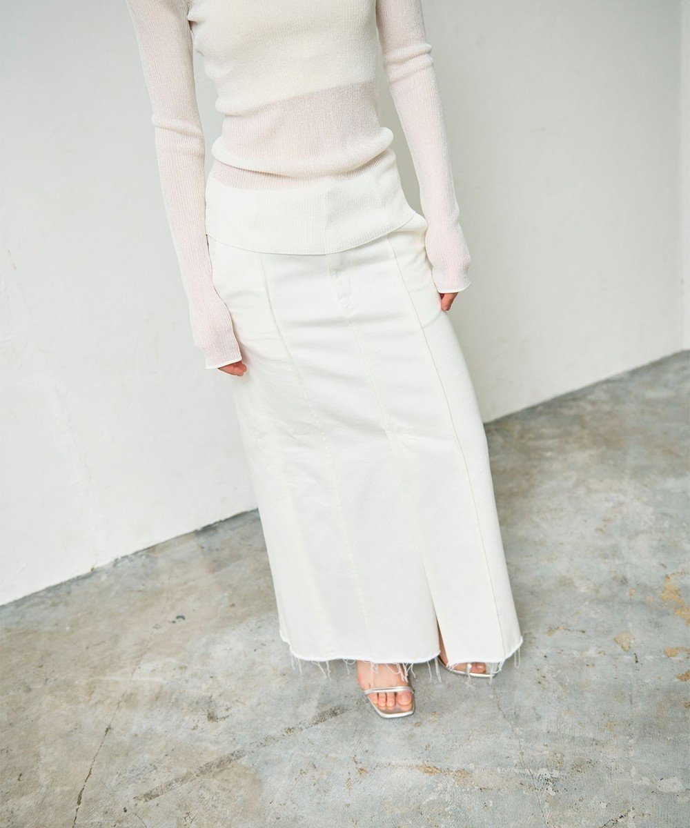 【グレース コンチネンタル/GRACE CONTINENTAL】のデニムタイトロングスカート インテリア・キッズ・メンズ・レディースファッション・服の通販 founy(ファニー) 　ファッション　Fashion　レディースファッション　Fashion for Women　スカート　Skirts　デニムスカート・カジュアルスカート　Denim Skirts　ロングスカート　Long Skirts / Maxi & Midi Skirts　おすすめ　Recommended / Our Picks　コンシャス　Conscious, Bodycon　デニム　Denim, Jeans Material　フロント　Front, Front Design　ブリーチ　Bleach, Washed Finish　ローズ　Rose, Rose Motif　夏　Summer　春　Spring　S/S・春夏　SS, Spring/Summer, Warm Season　ホワイト|ID: prp329100004854726 ipo3291000000035726755