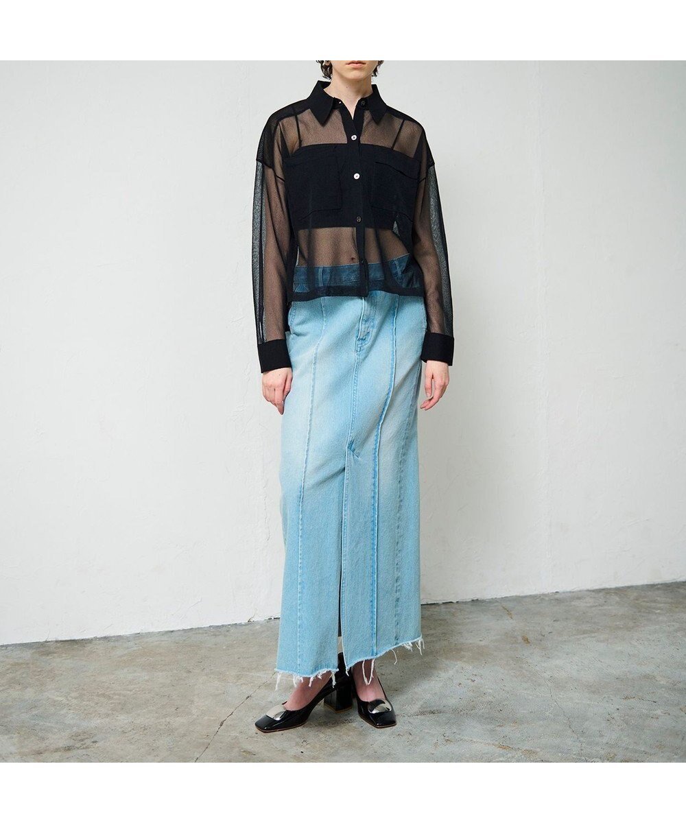 【グレース コンチネンタル/GRACE CONTINENTAL】のデニムタイトロングスカート インテリア・キッズ・メンズ・レディースファッション・服の通販 founy(ファニー) 　ファッション　Fashion　レディースファッション　Fashion for Women　スカート　Skirts　デニムスカート・カジュアルスカート　Denim Skirts　ロングスカート　Long Skirts / Maxi & Midi Skirts　おすすめ　Recommended / Our Picks　コンシャス　Conscious, Bodycon　デニム　Denim, Jeans Material　フロント　Front, Front Design　ブリーチ　Bleach, Washed Finish　ローズ　Rose, Rose Motif　夏　Summer　春　Spring　S/S・春夏　SS, Spring/Summer, Warm Season　サックス|ID: prp329100004854726 ipo3291000000035726761