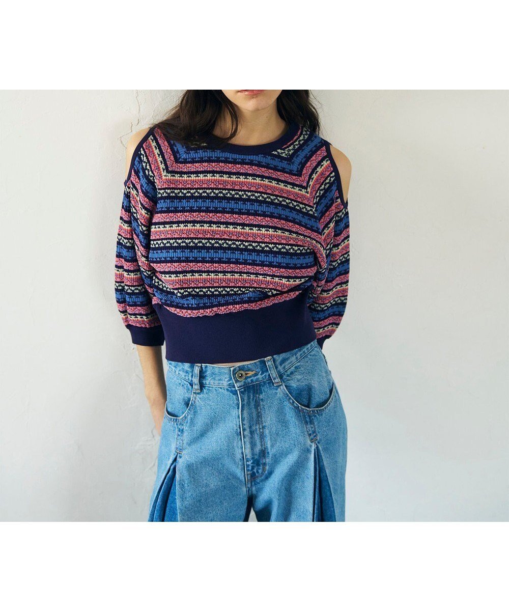 【グレース コンチネンタル/GRACE CONTINENTAL】のボーダーパフニットトップ インテリア・キッズ・メンズ・レディースファッション・服の通販 founy(ファニー) ファッション Fashion レディースファッション Fashion for Women トップス・カットソー Cut & Sew Tops ニット Knit Tops & Sweaters ショルダー Shoulder, Shoulder Strap セーター Sweater, Knitwear トレンド Trend, Trending Now ボーダー Border, Stripe 今季 This Season, Current Season 夏 Summer 春 Spring S/S・春夏 SS, Spring/Summer, Warm Season ネイビー|ID: prp329100004854739 ipo3291000000035727416