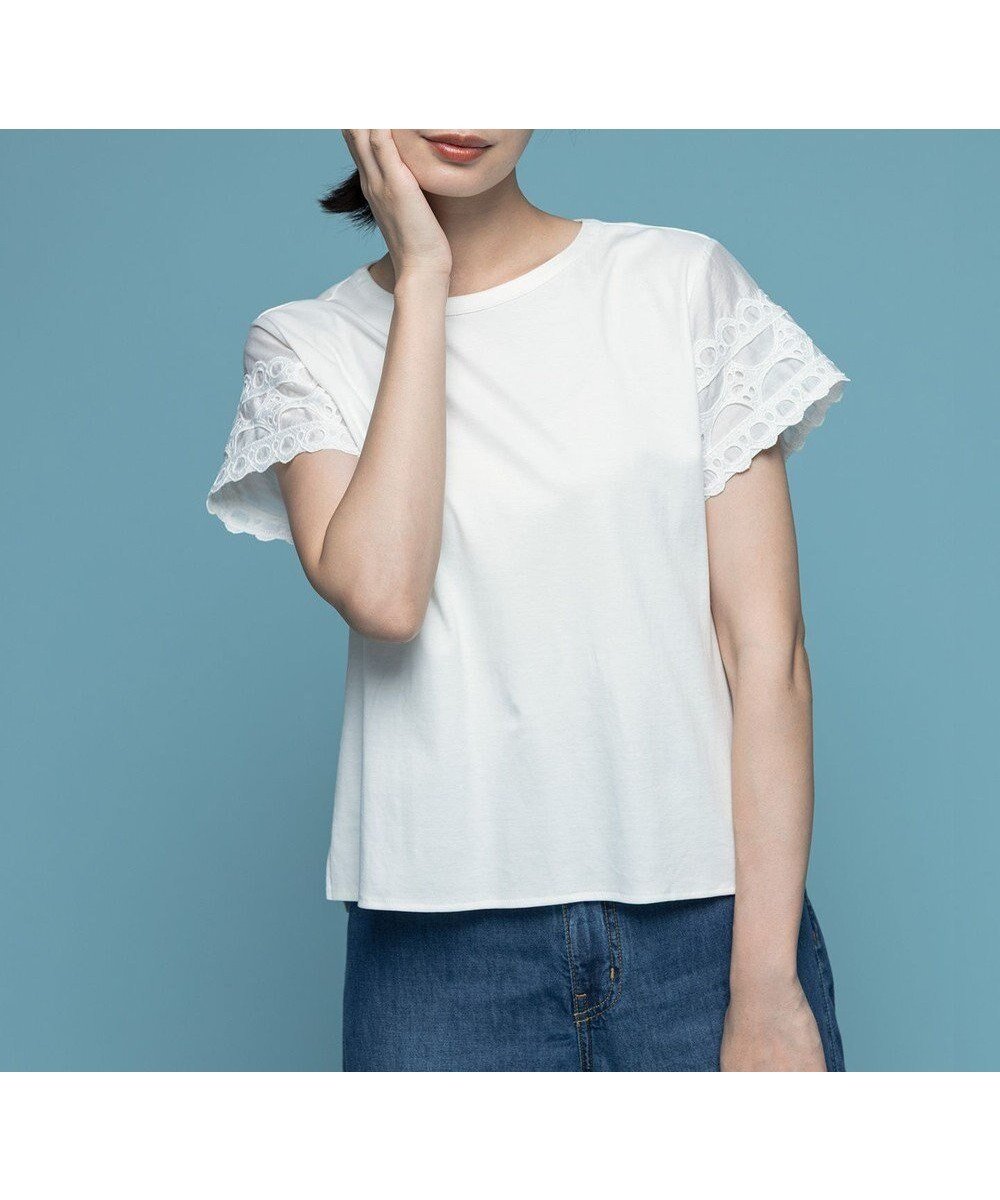 【組曲/KUMIKYOKU】のレーススリーブシルケット カットソー 人気、トレンドファッション・服の通販 founy(ファニー) ファッション Fashion レディースファッション Fashion for Women トップス・カットソー Cut & Sew Tops シャツ・ブラウス・オフィスカジュアル Elegant Blouses & Button-Ups ロングTシャツ・Tシャツ Longline T-Shirts & Tees カットソー・ベーシックTシャツ Cut-and-Sewn Tops / Stretch Tees & Basics 春 Spring カットソー Cut and Sewn Top シアー Sheer, See-Through シルケット Silket, Silky Cotton シンプル Simple, Minimal スリット Slit, Slit Detail ダブル Double, Double-Breasted ドレープ Drape, Draping Fabric パール Pearl, Pearl Accent レース Lace, Lace Fabric S/S・春夏 SS, Spring/Summer, Warm Season おすすめ Recommended / Our Picks 夏 Summer other-1|ID: prp329100004854752 ipo3291000000035728474