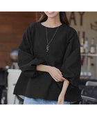 【ティアクラッセ/Tiaclasse】のふくれジャガードバルーンスリーブチュニックブラウス ブラック|ID: prp329100004854753 ipo3291000000035728622