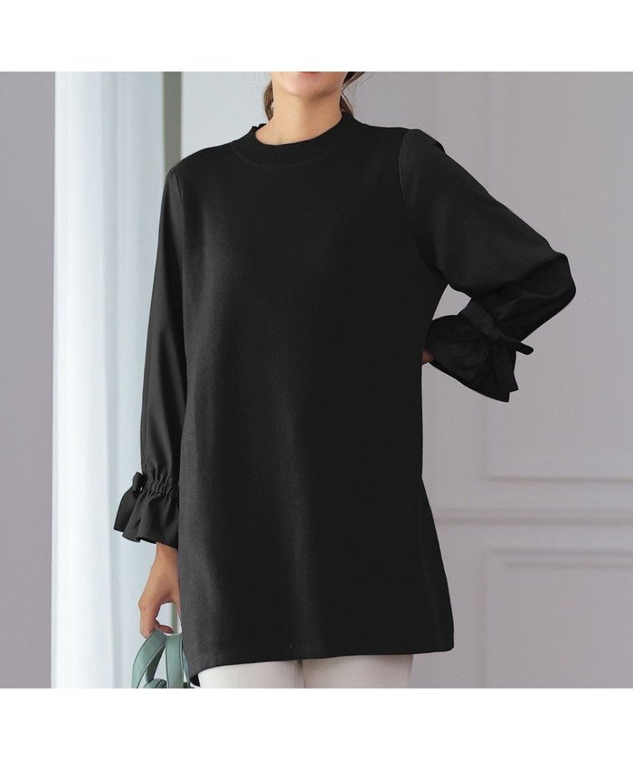 【ティアクラッセ/Tiaclasse】の【洗える】ボリュームリボン袖ニットコンビチュニック インテリア・キッズ・メンズ・レディースファッション・服の通販 founy(ファニー) https://founy.com/ ファッション Fashion レディースファッション Fashion for Women トップス・カットソー Cut & Sew Tops ニット Knit Tops & Sweaters ウォッシャブル Machine Washable コンビ Combo, Combination Style シンプル Simple, Minimal セーター Sweater, Knitwear チュニック Tunic, Long Top ラウンド Round, Round Neck リボン Ribbon, Bow ロング Long, Long-Length 再入荷 Restock / Back in Stock 冬 Winter / This Winter 新作・新入荷 New Arrivals / New In 春 Spring 洗える Machine Washable 無地 Plain, Solid Color 秋 Autumn A/W・秋冬 Autumn/Winter 長袖 Long Sleeve, Full Sleeve |ID: prp329100004854772 ipo3291000000035918501