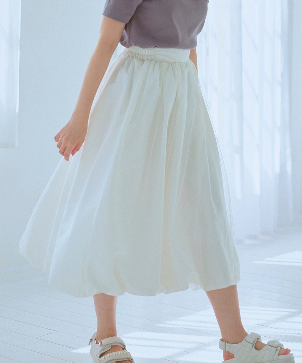 【フェルゥ/Feroux】のチュールレイヤード バルーンスカート インテリア・キッズ・メンズ・レディースファッション・服の通販 founy(ファニー) 　ファッション　Fashion　レディースファッション　Fashion for Women　スカート　Skirts　おすすめ　Recommended / Our Picks　エアリー　Airy Texture　コンパクト　Compact, Small Size　シューズ　Shoes, Footwear　タフタ　Taffeta, Structured Fabric　チュール　Tulip, Tulip Motif　トレンド　Trend, Trending Now　バルーン　Balloon, Balloon Silhouette　バレエ　Ballet, Ballet Style　フェミニン　Feminine, Girly　エレガント 上品　Elegant　夏　Summer　春　Spring　S/S・春夏　SS, Spring/Summer, Warm Season　ホワイト系|ID: prp329100004854964 ipo3291000000035760383