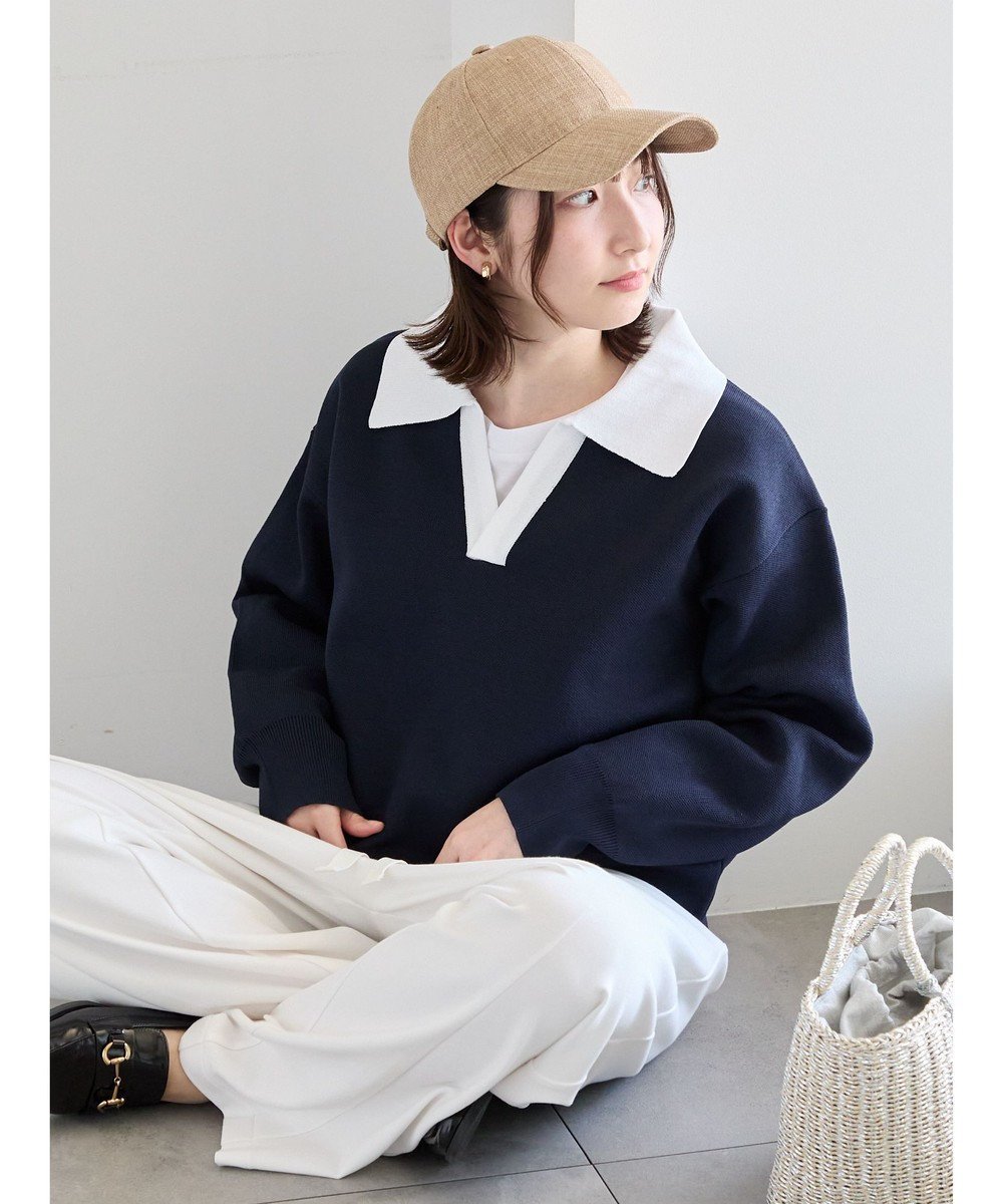 【テチチ/Te chichi】のラガーニット インテリア・キッズ・メンズ・レディースファッション・服の通販 founy(ファニー) ファッション Fashion レディースファッション Fashion for Women トップス・カットソー Cut & Sew Tops ニット Knit Tops & Sweaters ジャカード/ジャガード Jacquard, Woven Pattern スキッパー Skipper, Open Collar セーター Sweater, Knitwear ダブル Double, Double-Breasted 夏 Summer S/S・春夏 SS, Spring/Summer, Warm Season A/W・秋冬 Autumn/Winter ネイビー|ID: prp329100004854972 ipo3291000000035760634
