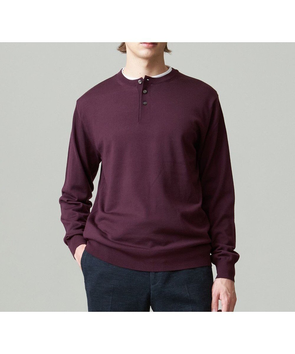 【ジェイ プレス/J.PRESS / MEN】のオメガツイスト ヘンリーネックニット インテリア・キッズ・メンズ・レディースファッション・服の通販 founy(ファニー) 　ファッション　Fashion　メンズファッション　Fashion for Men　トップス・カットソー　Cut & Sew Tops　ニット・セーター / 定番トップス　Knit Tops & Sweaters　インナー　Innerwear　ストレッチ　Stretch, Stretchy Fabric　スーツ　Suit, Formalwear　セーター　Sweater, Knitwear　ツイスト　Tweed, Tweed Fabric　A/W・秋冬　Autumn/Winter　おすすめ　Recommended / Our Picks　エレガント 上品　Elegant　ワイン系|ID: prp329100004854995 ipo3291000000035761056