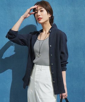 【23区/NIJYUSANKU】 LIBECO ベーシック シャツ人気、トレンドファッション・服の通販 founy(ファニー) ファッション Fashion レディースファッション Fashion for Women トップス・カットソー Cut & Sew Tops シャツ・ブラウス・オフィスカジュアル Elegant Blouses & Button-Ups 春 Spring クロップド Cropped, Short Length シンプル Simple, Minimal ストライプ Stripe, Striped Pattern スリーブ Sleeve, Long Sleeve / Short Sleeve ベーシック Basic, Essential 無地 Plain, Solid Color ラベンダー Lavender リネン Linen, Linen Fabric S/S・春夏 SS, Spring/Summer, Warm Season 夏 Summer 2025年 2025 2025春夏・S/S Spring/Summer 2025 SS25 |ID:prp329100004855020