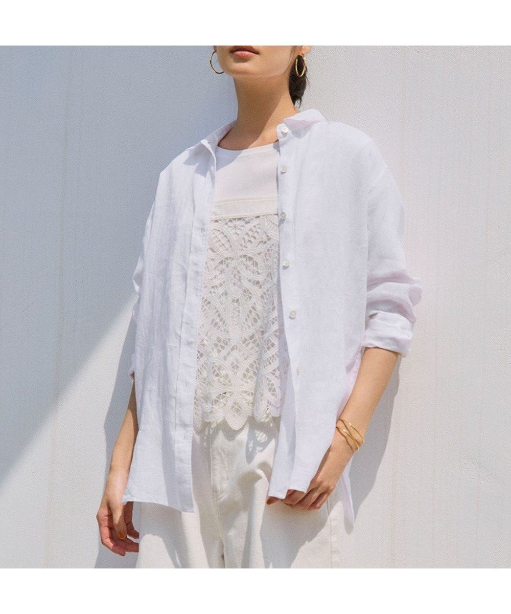 【23区/NIJYUSANKU】のLIBECO ベーシック シャツ インテリア・キッズ・メンズ・レディースファッション・服の通販 founy(ファニー) 　ファッション　Fashion　レディースファッション　Fashion for Women　トップス・カットソー　Cut & Sew Tops　シャツ・ブラウス・オフィスカジュアル　Elegant Blouses & Button-Ups　春　Spring　クロップド　Cropped, Short Length　シンプル　Simple, Minimal　ストライプ　Stripe, Striped Pattern　スリーブ　Sleeve, Long Sleeve / Short Sleeve　ベーシック　Basic, Essential　無地　Plain, Solid Color　ラベンダー　Lavender　リネン　Linen, Linen Fabric　S/S・春夏　SS, Spring/Summer, Warm Season　夏　Summer　2025年　2025　2025春夏・S/S　Spring/Summer 2025 SS25　ホワイト|ID: prp329100004855020 ipo3291000000035762125