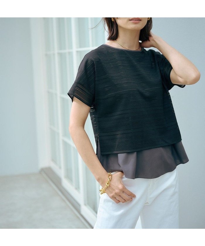 【ジェイ プレス/J.PRESS】の【WEB限定カラーあり・洗える】レースドッキング カットソー インテリア・キッズ・メンズ・レディースファッション・服の通販 founy(ファニー) https://founy.com/ ファッション Fashion レディースファッション Fashion for Women トップス・カットソー Cut & Sew Tops シャツ・ブラウス・オフィスカジュアル Elegant Blouses & Button-Ups ロングTシャツ・Tシャツ Longline T-Shirts & Tees カットソー・ベーシックTシャツ Cut-and-Sewn Tops / Stretch Tees & Basics なめらか Smooth, Silky Texture カットソー Cut and Sewn Top ドッキング Docking, Mixed Material レース Lace, Lace Fabric エレガント 上品 Elegant 夏 Summer 春 Spring S/S・春夏 SS, Spring/Summer, Warm Season 洗える Machine Washable |ID: prp329100004855053 ipo3291000000035763259