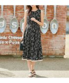 【ティアクラッセ/Tiaclasse】の【袖が選べる・洗える】配色モノクロ花柄ワンピース ノースリーブ:ブラック|ID: prp329100004855063 ipo3291000000035763611