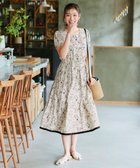 【ティアクラッセ/Tiaclasse】の【袖が選べる・洗える】配色モノクロ花柄ワンピース 半袖:アイボリー|ID: prp329100004855063 ipo3291000000035763623