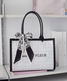 【メゾンドフルール/Maison de FLEUR】のスカーフ付きツイードスクエアトートバッグ Black|ID: prp329100004855090 ipo3291000000035764476