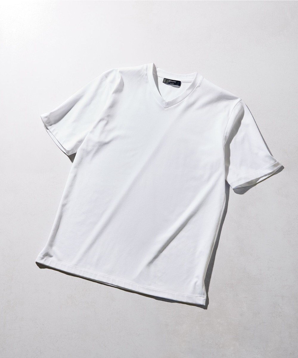 【ジョゼフ オム/JOSEPH HOMME / MEN】の【新素材】ハイゲージベアスムース VネックTシャツ インテリア・キッズ・メンズ・レディースファッション・服の通販 founy(ファニー) 　ファッション　Fashion　メンズファッション　Fashion for Men　トップス・カットソー　Cut & Sew Tops　メンズシャツ　Shirts　カットソー　Cut and Sewn Top　シンプル　Simple, Minimal　プリント　Print, Printed Pattern　ベーシック　Basic, Essential　半袖　Short Sleeve, Half Sleeve　夏　Summer　春　Spring　S/S・春夏　SS, Spring/Summer, Warm Season　ホワイト系|ID: prp329100004855156 ipo3291000000035766920