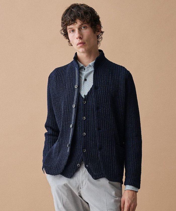 【ジョセフ アブード/JOSEPH ABBOUD / MEN】の【エコ素材和紙使用・日本素材】和紙杢メッシュクルーネック ニットジャケット インテリア・キッズ・メンズ・レディースファッション・服の通販 founy(ファニー) https://founy.com/ ファッション Fashion メンズファッション Fashion for Men アウター Men's Coats Outerwear ブルゾンジャケット / カジュアルアウター Bomber Jackets & Blousons 春 Spring ジャケット Jacket, Outerwear スタンド Stand Collar, Upright Stand ブルゾン Blouson, Bomber Jacket S/S・春夏 SS, Spring/Summer, Warm Season おすすめ Recommended / Our Picks 夏 Summer |ID: prp329100004855159 ipo3291000000035767166