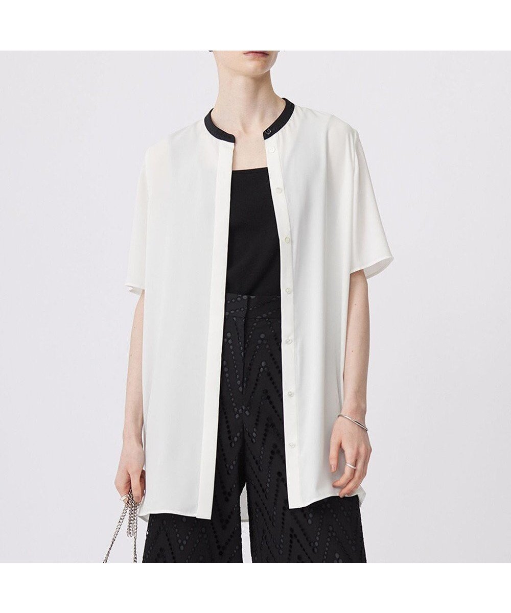 【アイシービー/iCB】の【接触冷感・UVケア・速乾・洗える】BackSatinAmunzen バンドカラーチュニックブラウス インテリア・キッズ・メンズ・レディースファッション・服の通販 founy(ファニー) 　ファッション　Fashion　レディースファッション　Fashion for Women　トップス・カットソー　Cut & Sew Tops　シャツ・ブラウス・オフィスカジュアル　Elegant Blouses & Button-Ups　インナー　Innerwear　春　Spring　洗える　Machine Washable　サテン　Satin, Glossy Fabric　スリット　Slit, Slit Detail　チュニック　Tunic, Long Top　人気　Popular, Best Seller　ワーク　Workwear, Utility Style　S/S・春夏　SS, Spring/Summer, Warm Season　夏　Summer　2024年　2024　2024春夏・S/S　Spring/Summer 2024 SS24　オフホワイト系|ID: prp329100004855228 ipo3291000000035770858