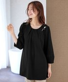 【ティアクラッセ/Tiaclasse】のランタンパフ袖カットソー切替チュニック ブラック|ID: prp329100004855251 ipo3291000000035771889