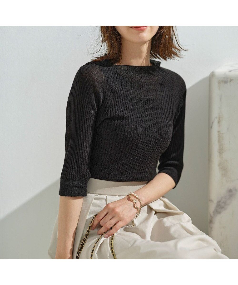 【組曲/KUMIKYOKU】のベーシック シアーニット インテリア・キッズ・メンズ・レディースファッション・服の通販 founy(ファニー) 　ファッション　Fashion　レディースファッション　Fashion for Women　トップス・カットソー　Cut & Sew Tops　ニット　Knit Tops & Sweaters　アンサンブル　Ensemble Set　インナー　Innerwear　カーディガン　Cardigan, Knitwear　シアー　Sheer, See-Through　シンプル　Simple, Minimal　ストライプ　Stripe, Striped Pattern　セーター　Sweater, Knitwear　フィット　Fit, Slim Fit　ベーシック　Basic, Essential　夏　Summer　春　Spring　S/S・春夏　SS, Spring/Summer, Warm Season　秋　Autumn　A/W・秋冬　Autumn/Winter　ブラック系|ID: prp329100004855259 ipo3291000000035772068